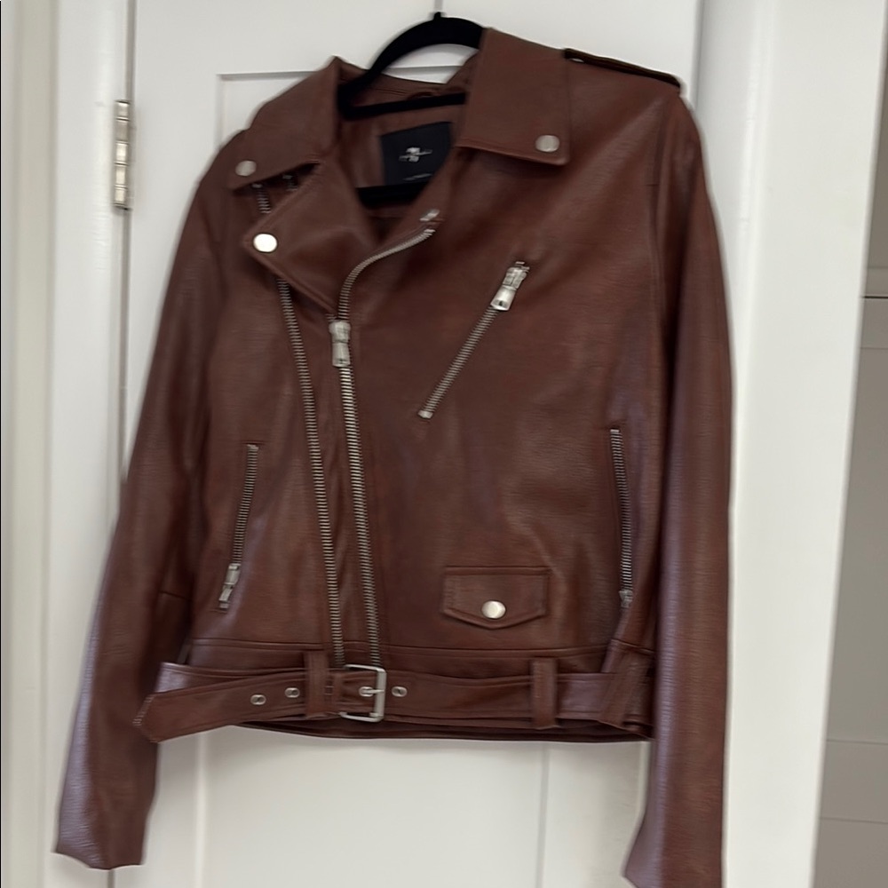 Brown Leather Biker Jacket